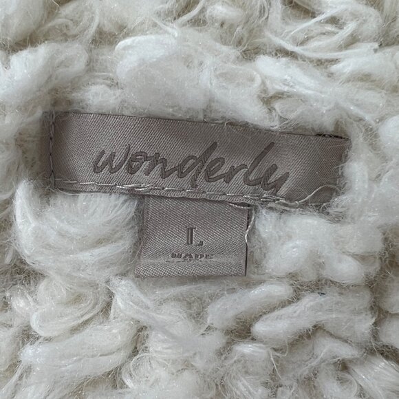 Womens Vintage Y2K Wonderly White Shaggy Sherpa Mid Length Faux Fur Coat / Large - Picture 7 of 8